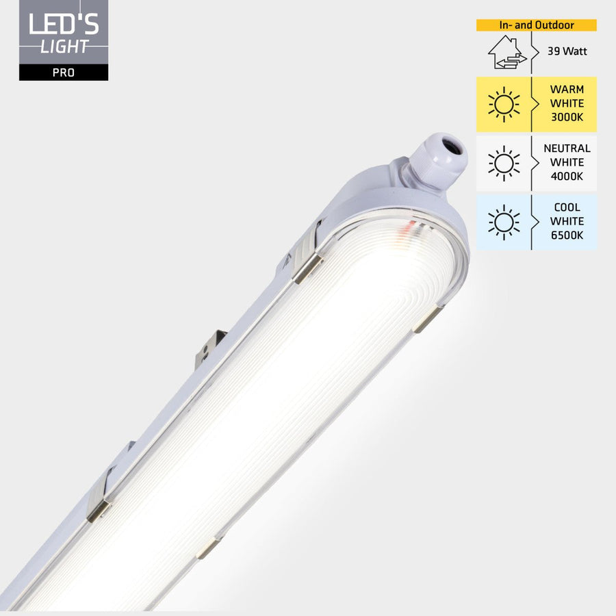 9 PACK - LED's Light pro Koppelbaar CCT/Power select TL armatuur met Strip - 180lm/w 39W 150cm 7020lm 3000K/4000K/6500K - IP65 IK08 TL verlichting led.gl