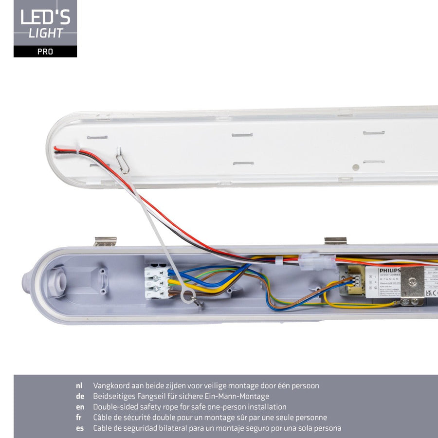 9 PACK - LED's Light pro Koppelbaar CCT/Power select TL armatuur met Strip - 180lm/w 39W 150cm 7020lm 3000K/4000K/6500K - IP65 IK08 TL verlichting led.gl