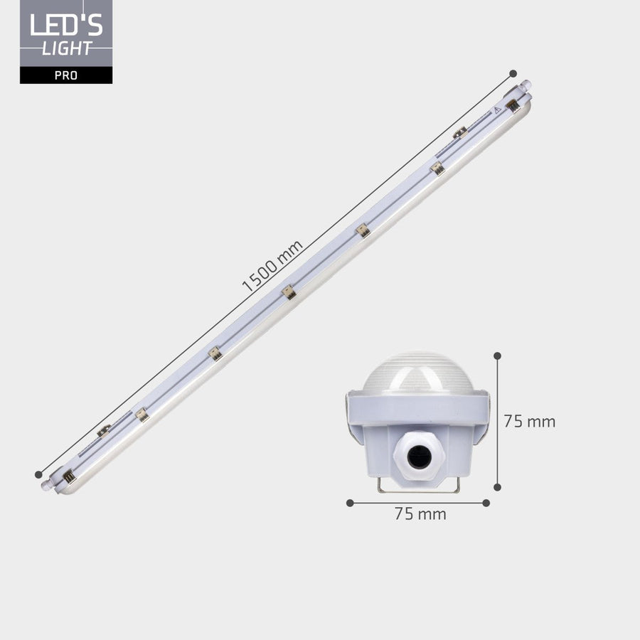 9 PACK - LED's Light pro Koppelbaar CCT/Power select TL armatuur met Strip - 180lm/w 39W 150cm 7020lm 3000K/4000K/6500K - IP65 IK08 TL verlichting led.gl