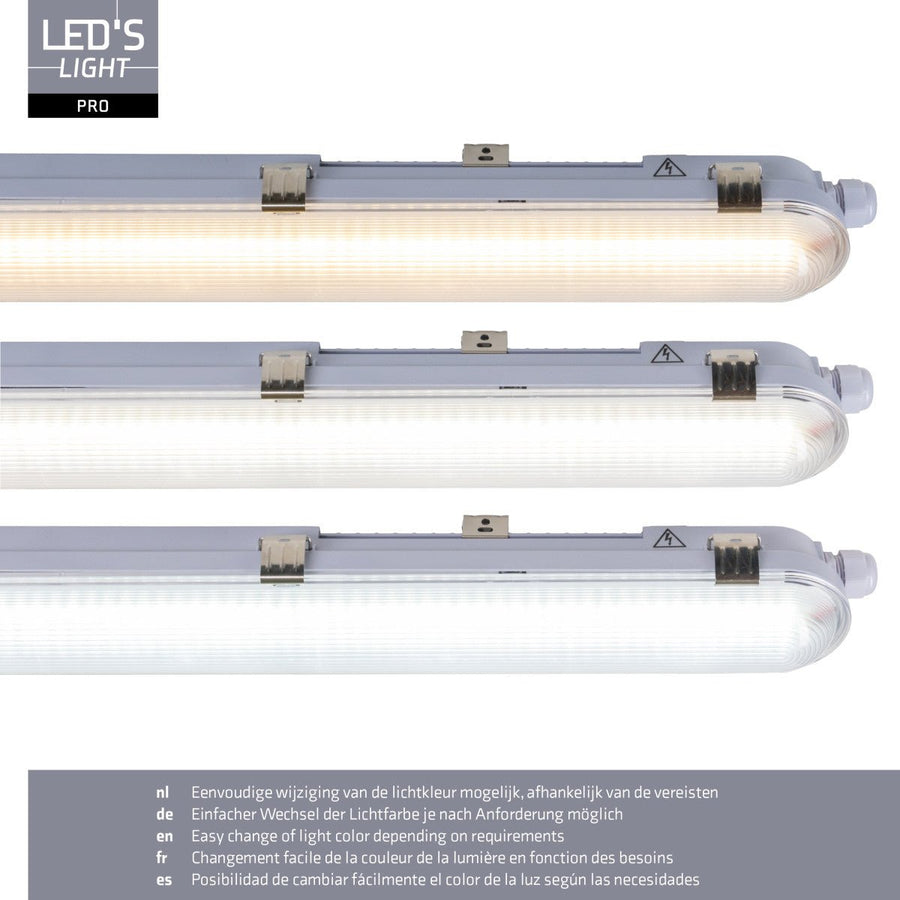 9 PACK - LED's Light pro Koppelbaar CCT/Power select TL armatuur met Strip - 180lm/w 39W 150cm 7020lm 3000K/4000K/6500K - IP65 IK08 TL verlichting led.gl