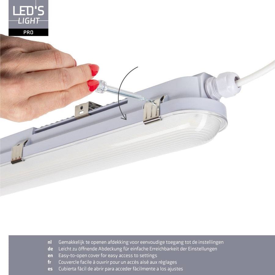9 PACK - LED's Light pro Koppelbaar CCT/Power select TL armatuur met Strip - 180lm/w 39W 150cm 7020lm 3000K/4000K/6500K - IP65 IK08 TL verlichting led.gl