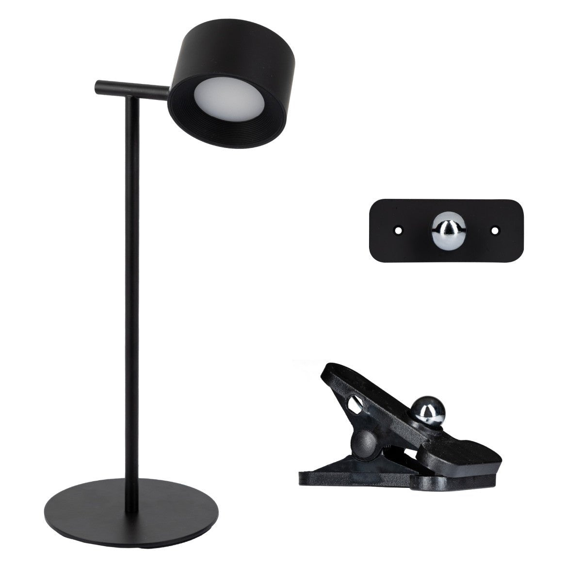 LED's Light 3-in-1 Draadloos Oplaadbaar Spotje - Tafellamp, Klemlamp & Wandlamp - Zwart Tafellampen led.gl