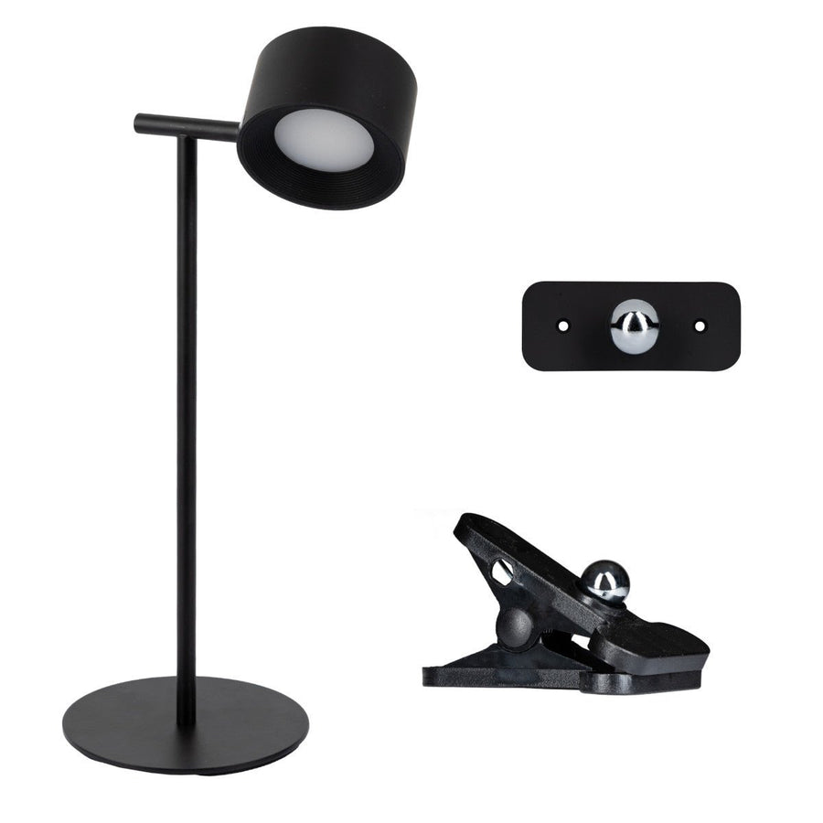 LED's Light 3-in-1 Draadloos Oplaadbaar Spotje - Tafellamp, Klemlamp & Wandlamp - Zwart Tafellampen led.gl