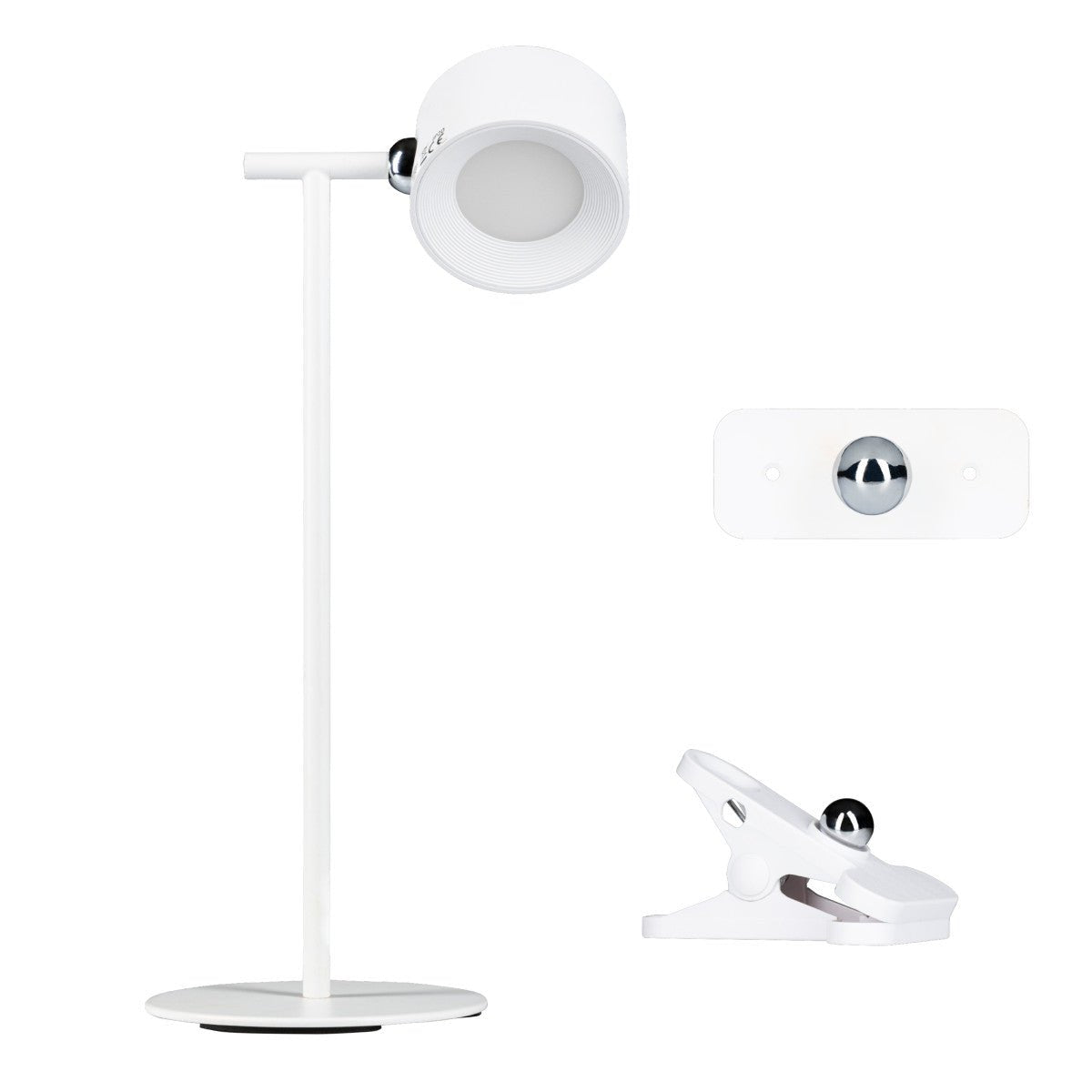 LED's Light 3-in-1 draadloze oplaadbare lamp met magnetische muurbeugel, voet en klem - Wit Tafellampen led.gl
