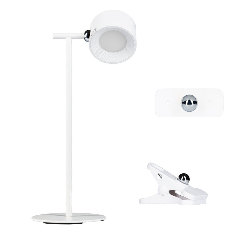LED's Light 3-in-1 draadloze oplaadbare lamp met magnetische muurbeugel, voet en klem - Wit Tafellampen led.gl