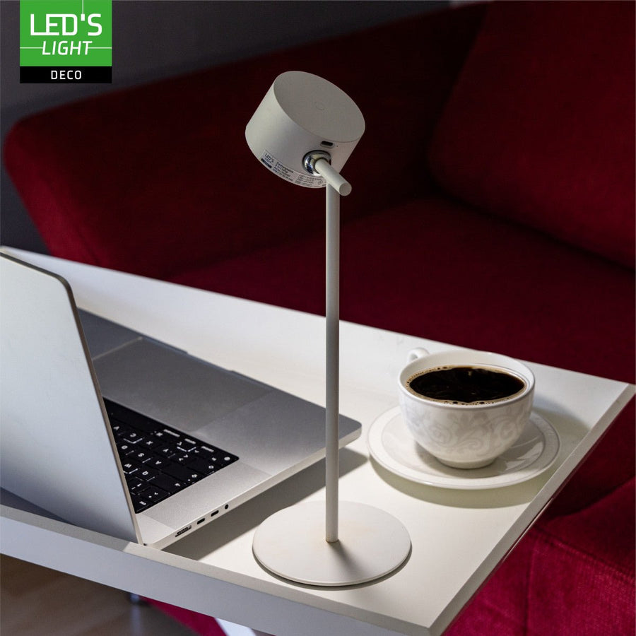 LED's Light 3-in-1 draadloze oplaadbare lamp met magnetische muurbeugel, voet en klem - Wit Tafellampen led.gl