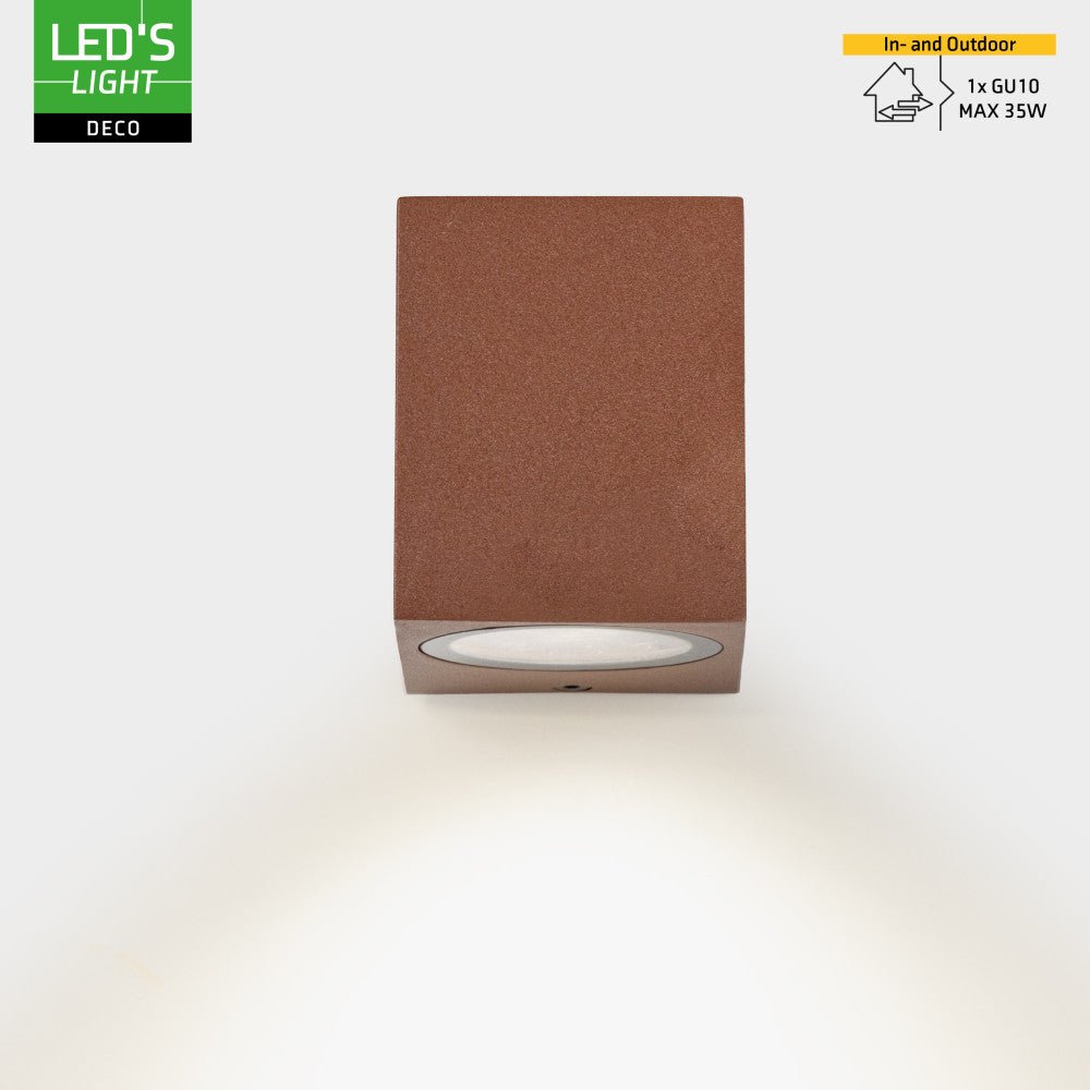 LED's Light Buitenlamp kubus - Wandarmatuur - 1xGU10 - Roestkleurig - IP44 Wandlampen led.gl