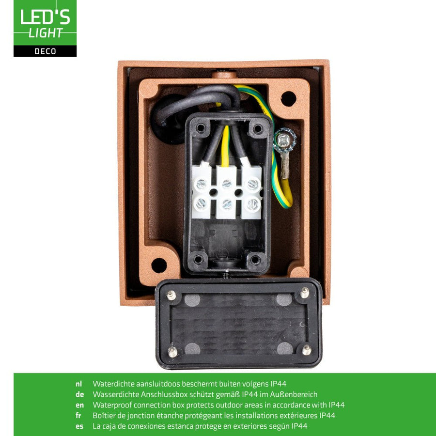LED's Light Buitenlamp kubus - Wandarmatuur - 1xGU10 - Roestkleurig - IP44 Wandlampen led.gl