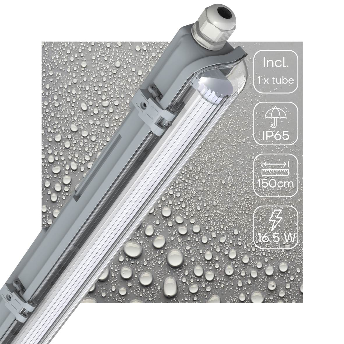 LED's Light Complete LED TL lamp met LED buis 150 cm - Binnen en buiten - 3060lm - 16.5W - 4000K - 185lm/w - Energielabel B TL verlichting led.gl