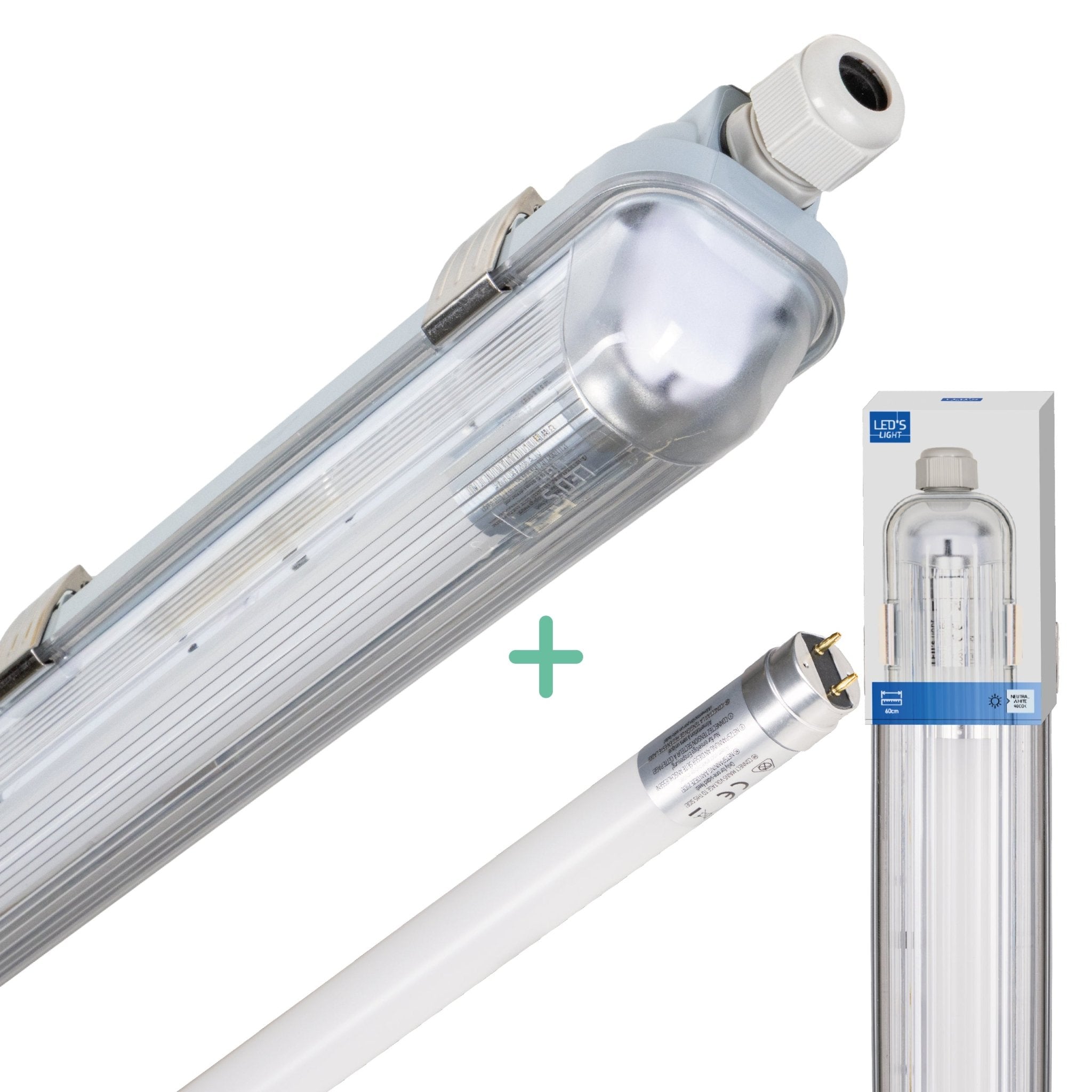 LED's Light Complete LED TL lamp met LED buis 60 cm - Binnen en buiten - 1100 lm - 1x6W - 185lm/w - Energielabel B TL verlichting led.gl