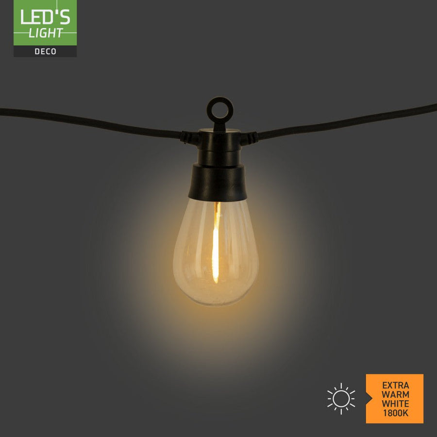 LED's Light Deco Hybride buiten-slingerlicht - 35lm 1800K - IP44 - 6,5 meter lang Buitenlampen led.gl