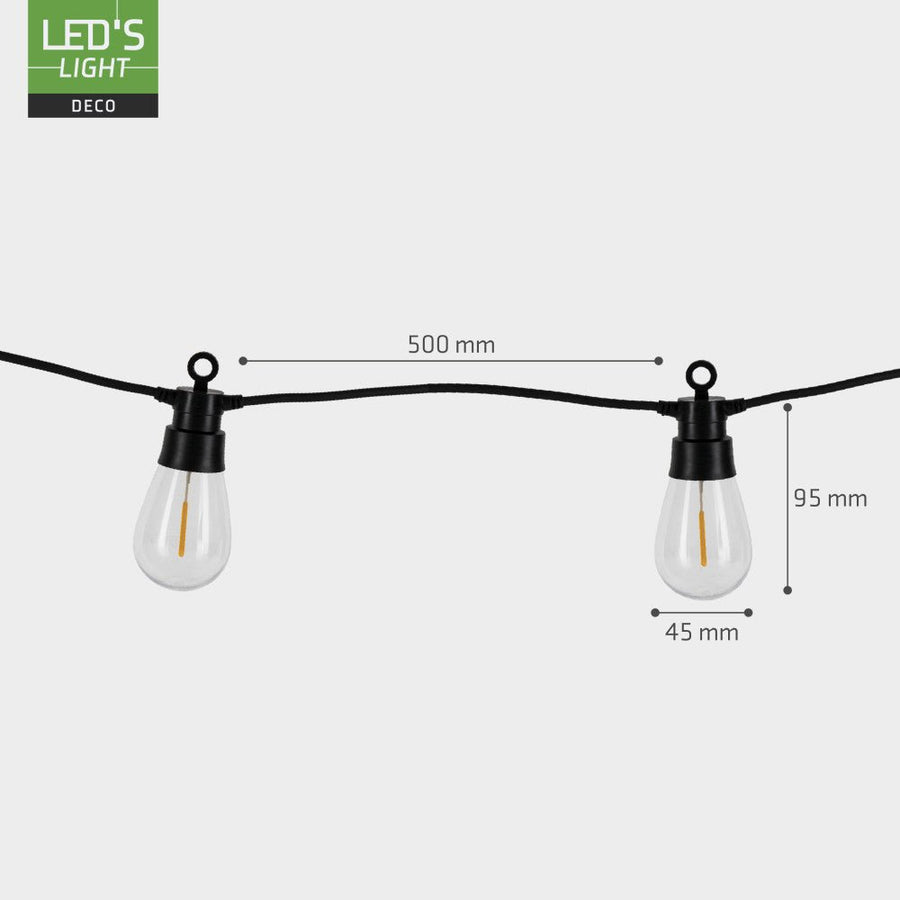 LED's Light Deco Hybride buiten-slingerlicht - 35lm 1800K - IP44 - 6,5 meter lang Buitenlampen led.gl