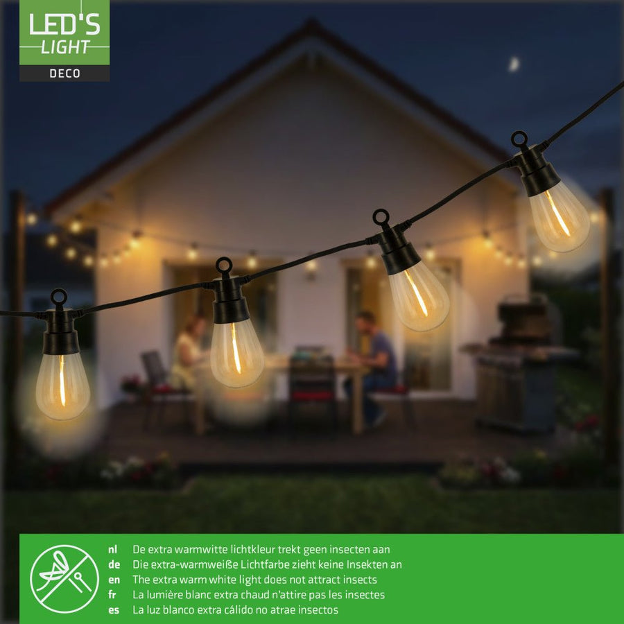 LED's Light Deco Hybride buiten-slingerlicht - 35lm 1800K - IP44 - 6,5 meter lang Buitenlampen led.gl
