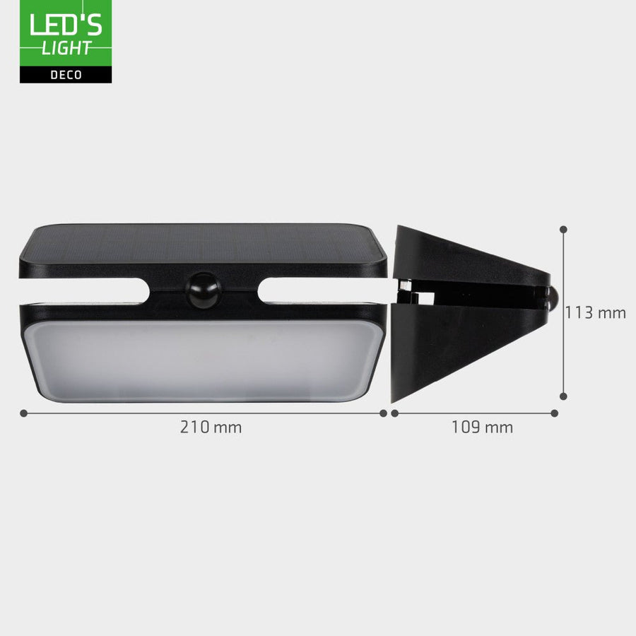 LED's Light Deco Solar buitenlamp - 600lm 2700K - Zwart - IP54 - Sensor Wandlampen led.gl
