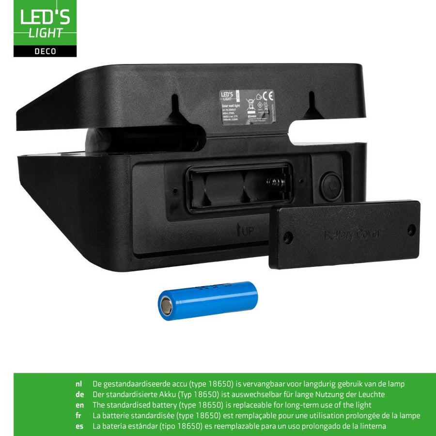 LED's Light Deco Solar buitenlamp - 600lm 2700K - Zwart - IP54 - Sensor Wandlampen led.gl