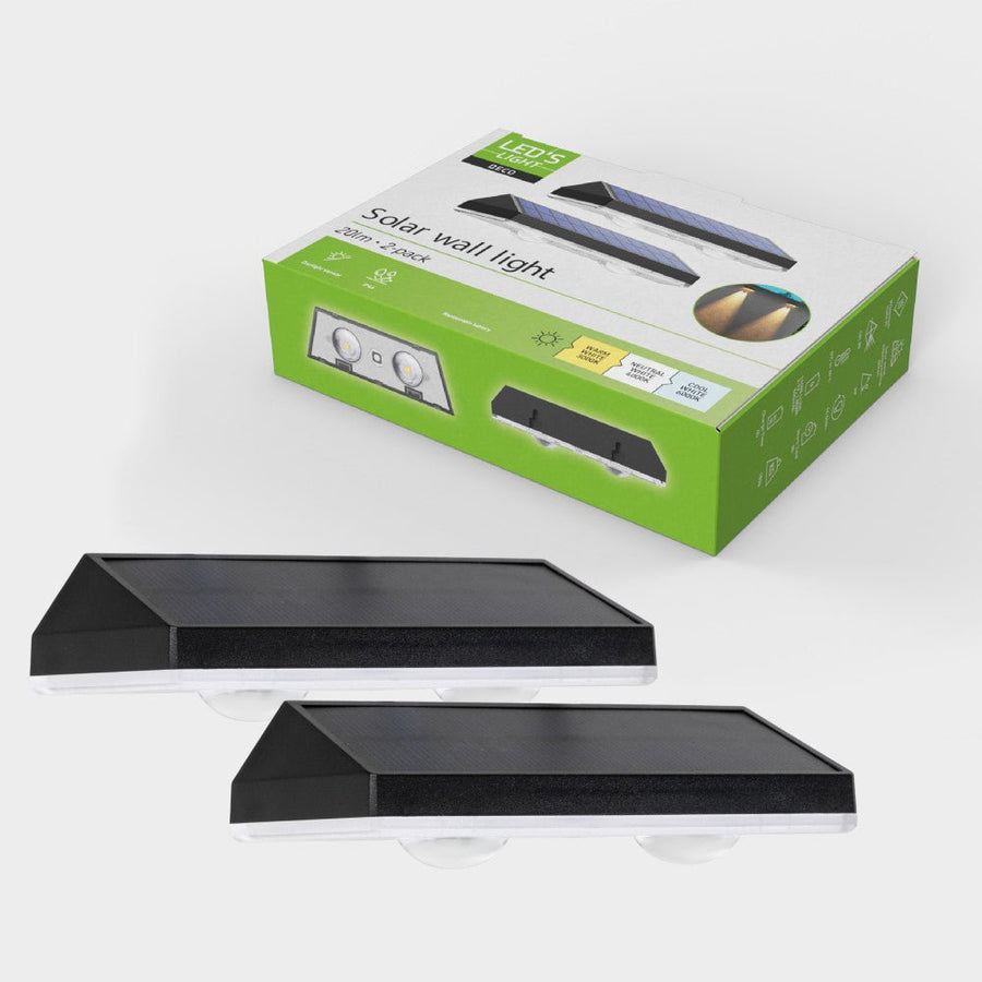 LED's Light Deco Solar Buitenlamp – Schuttingverlichting – 2 stuks Buitenlampen led.gl