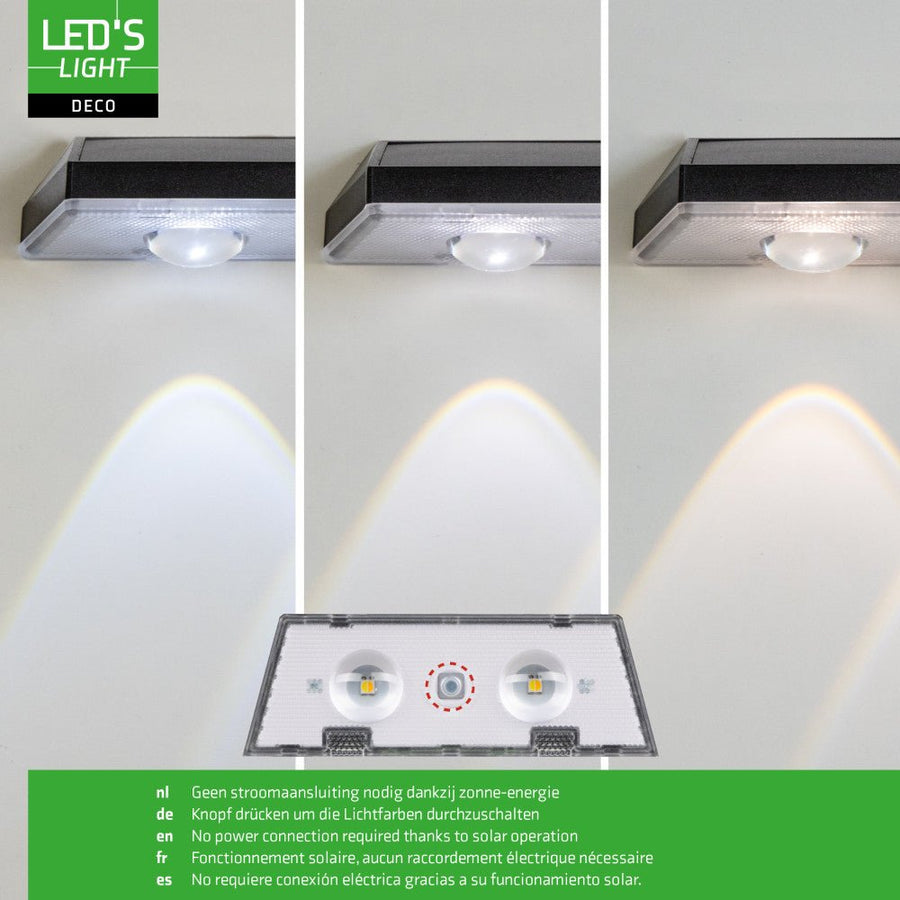 LED's Light Deco Solar Buitenlamp – Schuttingverlichting – 2 stuks Buitenlampen led.gl