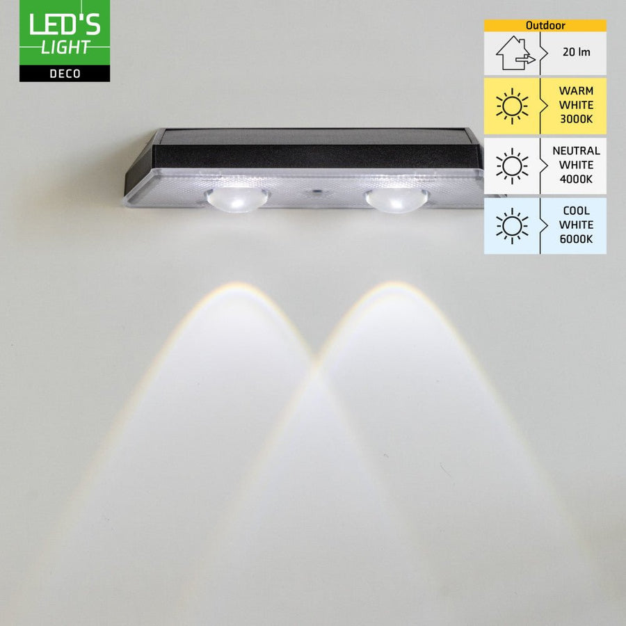 LED's Light Deco Solar Buitenlamp – Schuttingverlichting – 2 stuks Buitenlampen led.gl