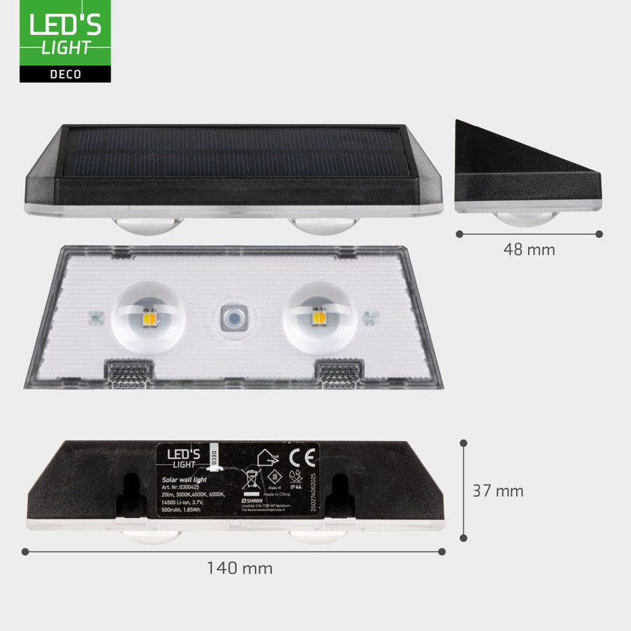 LED's Light Deco Solar Buitenlamp – Schuttingverlichting – 2 stuks Buitenlampen led.gl