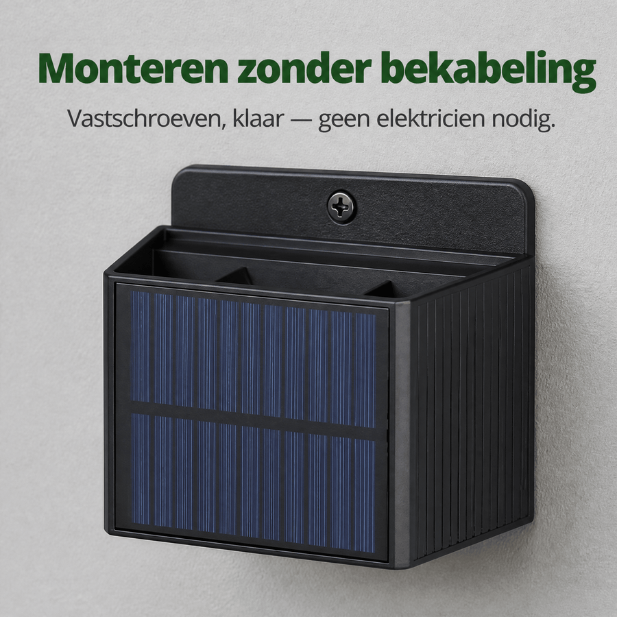 LED's Light draadloze Solar Buitenlamp met sensor - Schijnt beneden en boven - Wandlamp zonne-energie - Zwart Buitenlampen led.gl