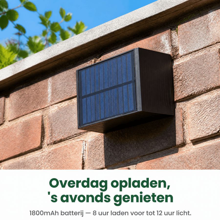 LED's Light draadloze Solar Buitenlamp met sensor - Schijnt beneden en boven - Wandlamp zonne-energie - Zwart Buitenlampen led.gl