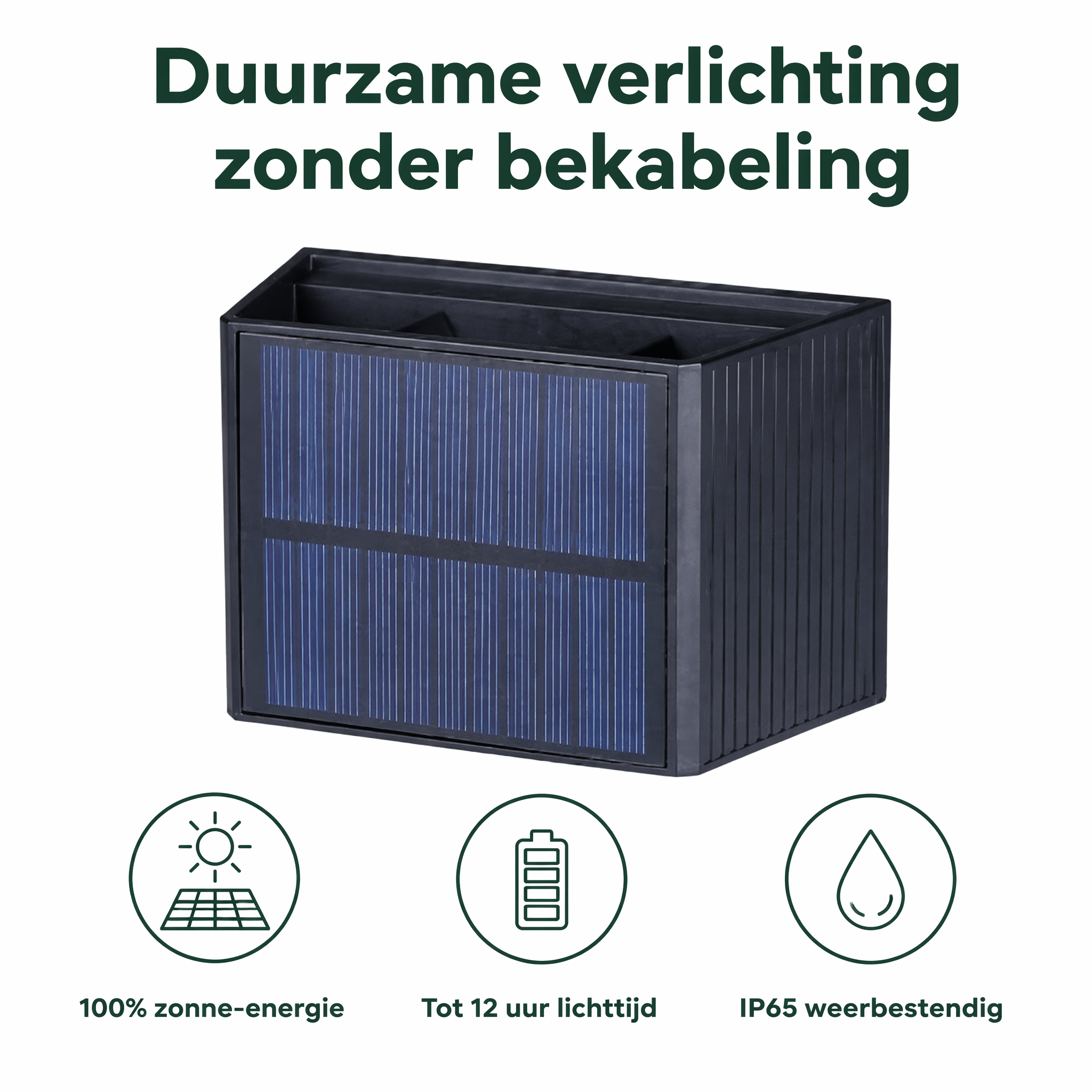 LED's Light draadloze Solar Buitenlamp met sensor - Schijnt beneden en boven - Wandlamp zonne-energie - Zwart Buitenlampen led.gl