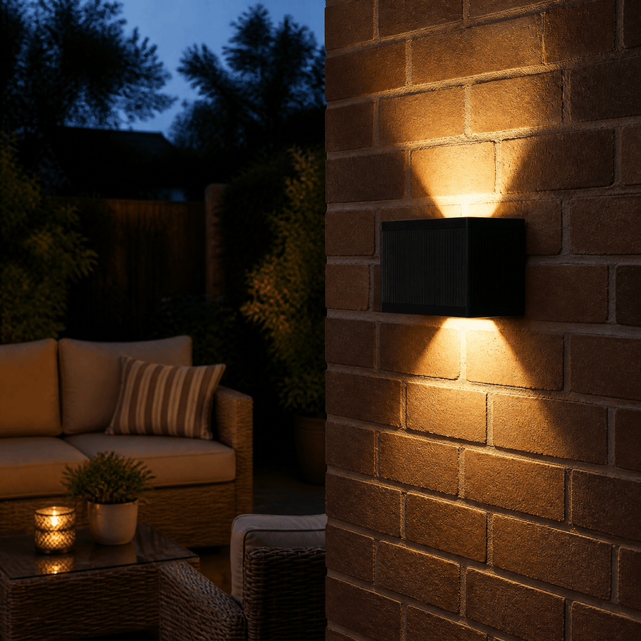 LED's Light draadloze Solar Buitenlamp met sensor - Schijnt beneden en boven - Wandlamp zonne-energie - Zwart Buitenlampen led.gl
