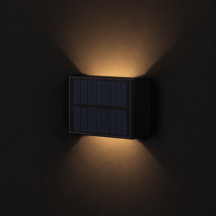 LED's Light draadloze Solar Buitenlamp met sensor - Schijnt beneden en boven - Wandlamp zonne-energie - Zwart Buitenlampen led.gl