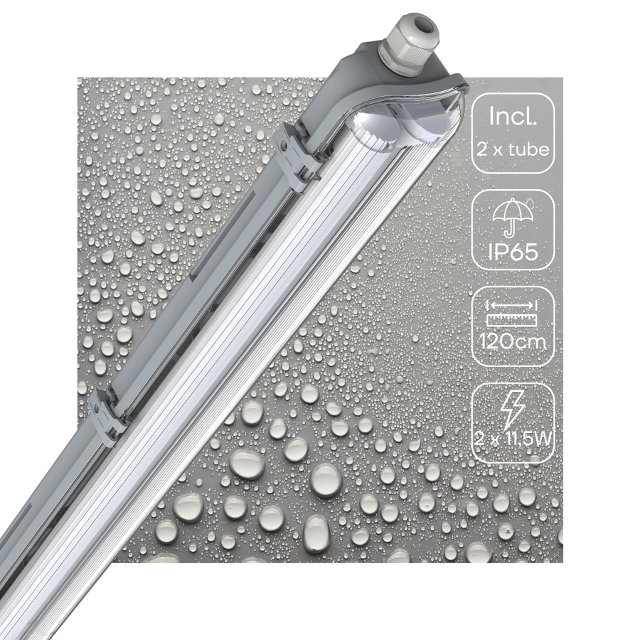 LED's Light Dubbele LED TL lamp 120 cm - compleet met LED buizen - Binnen en buiten - 4260 lm - 4000K - 2x11.5W - 185lm/w - Energielabel B TL verlichting led.gl
