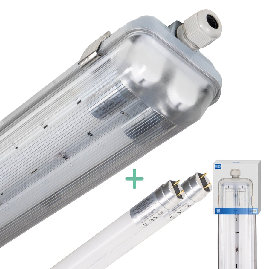 LED's Light Dubbele LED TL lamp 150 cm - compleet met LED buizen - Binnen en buiten - 6120 lm - 2x16.5W - 4000K - 185lm/w - Energielabel B TL verlichting led.gl