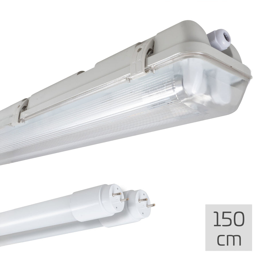 LED's Light Dubbele LED TL lamp 150 cm - compleet met LED buizen - Binnen en buiten - 6120 lm - 2x16.5W - 4000K - 185lm/w - Energielabel B TL verlichting led.gl