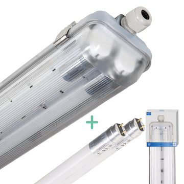 LED's Light Dubbele LED TL lamp 60 cm - compleet met LED buizen - Binnen en buiten - 2200 lm - 2x6W - 4000K - 185lm/w - Energielabel B TL verlichting led.gl