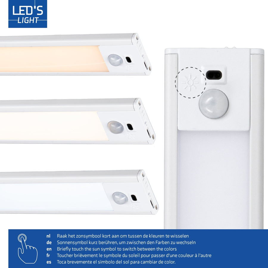 LED's Light Kastverlichting met sensor 40 cm - Oplaadbaar en draadloos - zwaai- en bewegingssensor - wit Kastverlichting led.gl