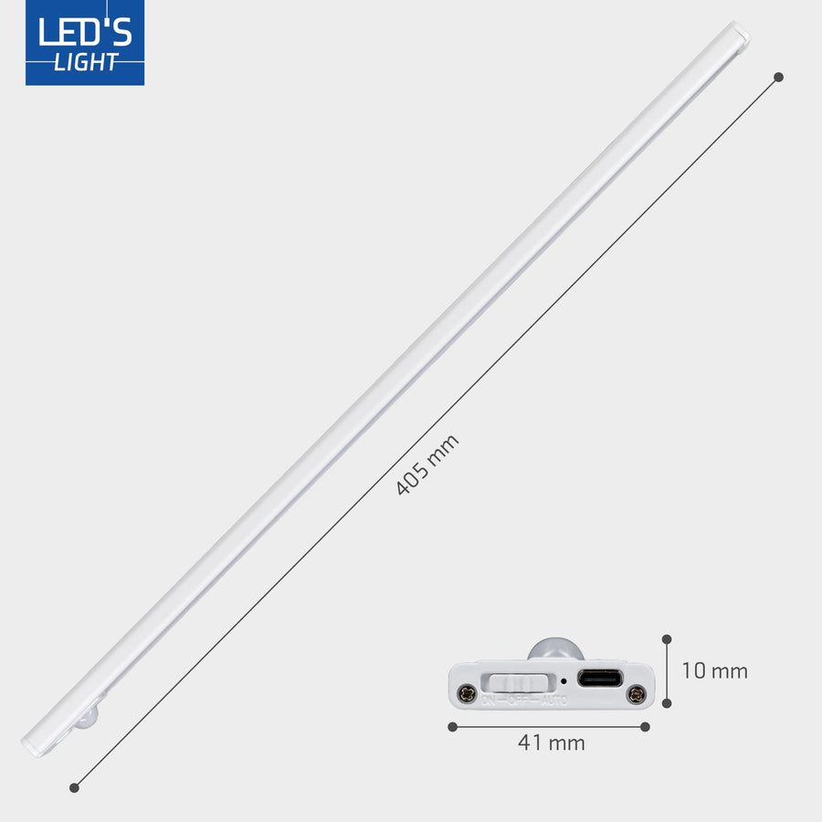 LED's Light Kastverlichting met sensor 40 cm - Oplaadbaar en draadloos - zwaai- en bewegingssensor - wit Kastverlichting led.gl