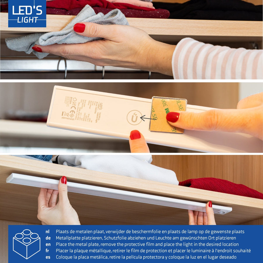 LED's Light Kastverlichting met sensor 40 cm - Oplaadbaar en draadloos - zwaai- en bewegingssensor - wit Kastverlichting led.gl