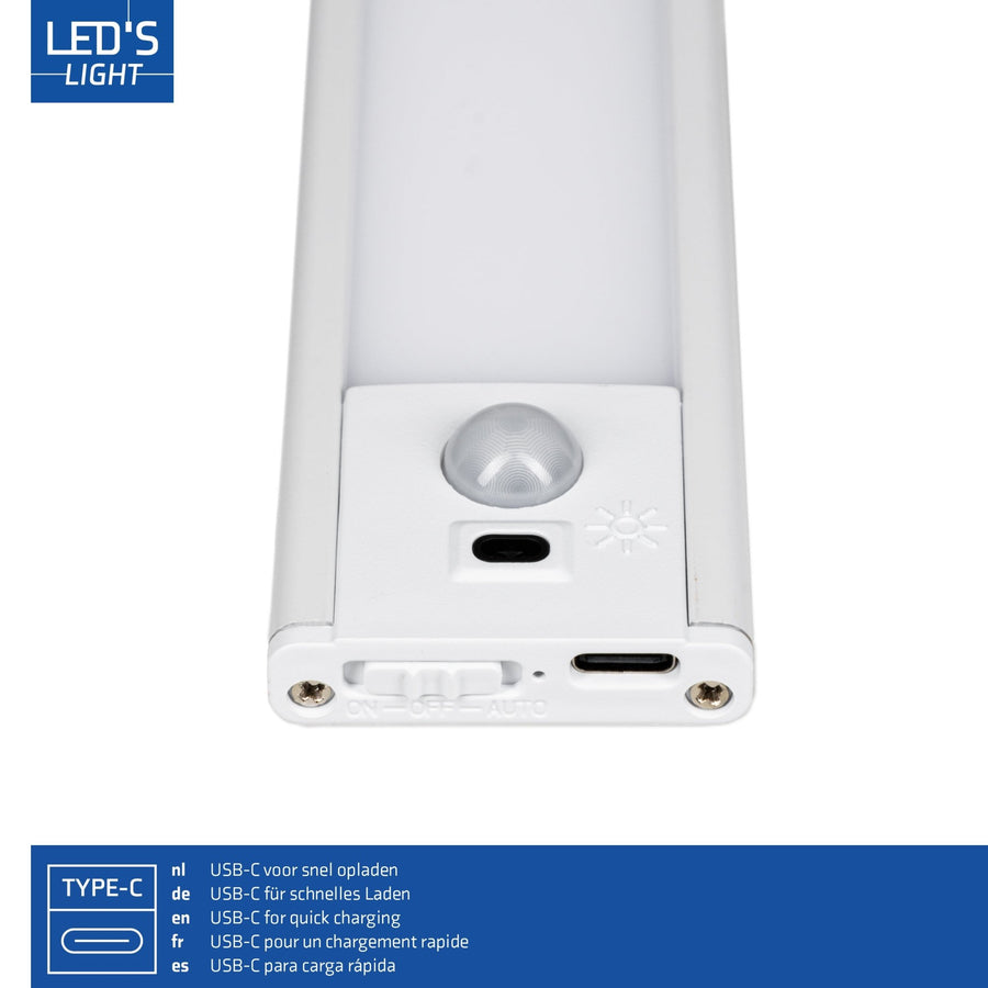LED's Light Kastverlichting met sensor 40 cm - Oplaadbaar en draadloos - zwaai- en bewegingssensor - wit Kastverlichting led.gl