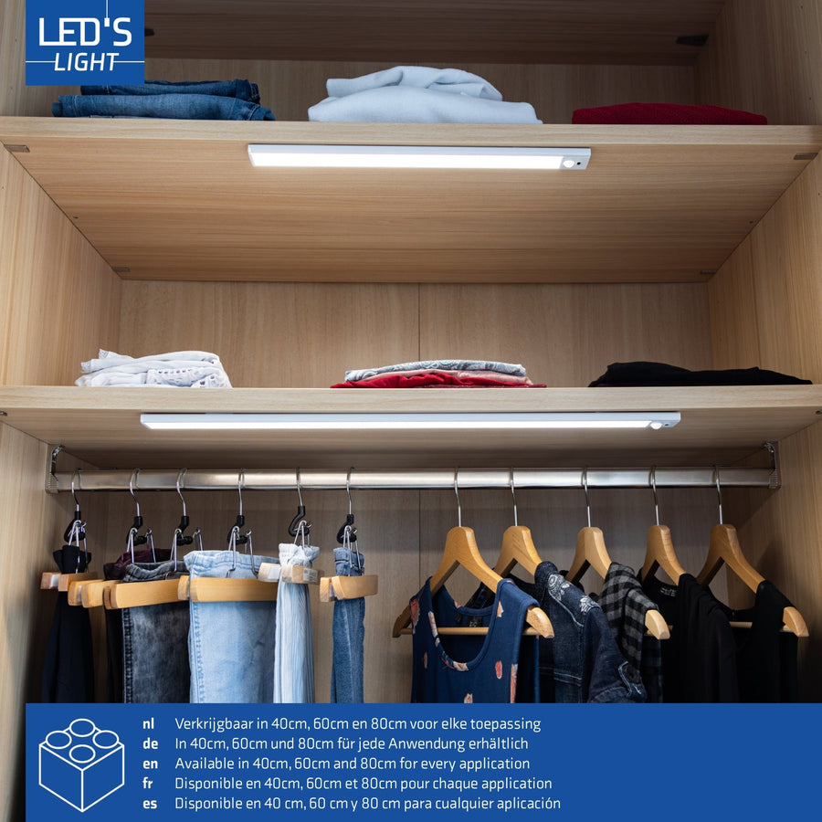LED's Light Kastverlichting met sensor 80 cm - Oplaadbaar en draadloos - zwaai- en bewegingssensor - wit Kastverlichting led.gl