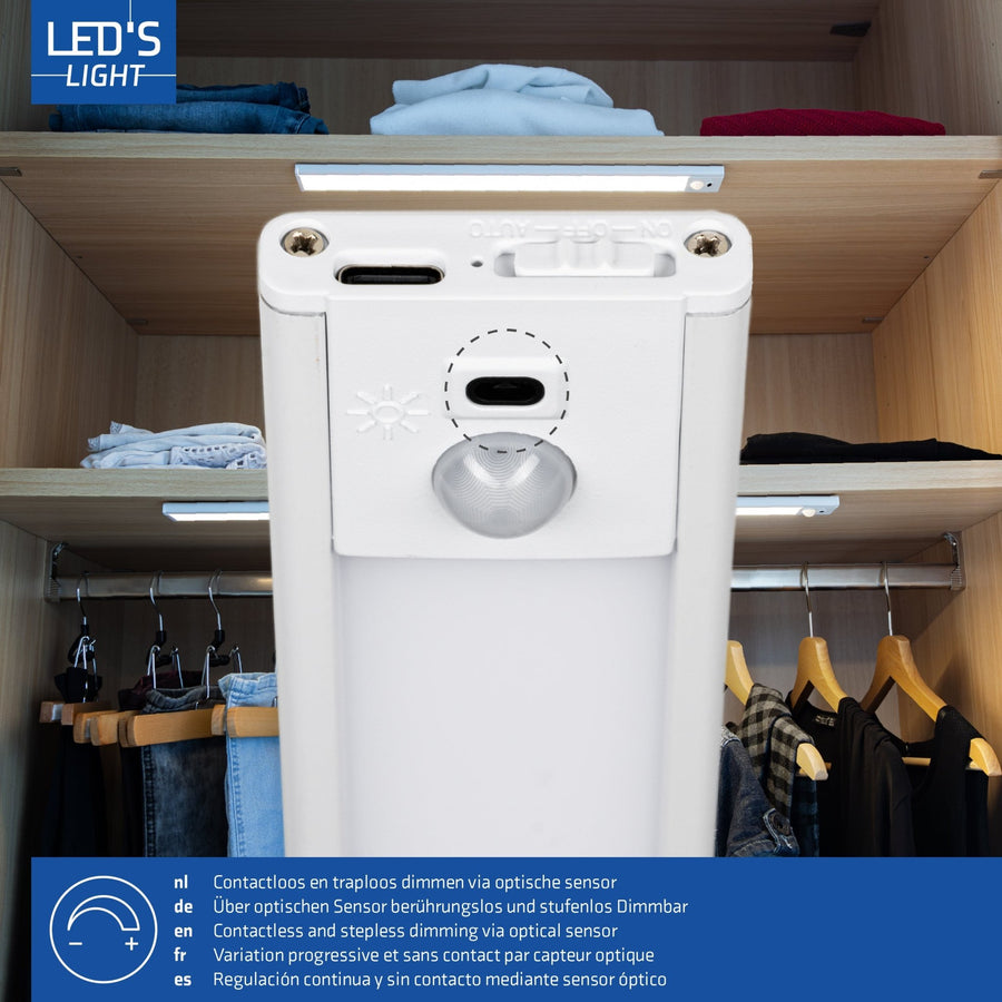 LED's Light Kastverlichting met sensor 80 cm - Oplaadbaar en draadloos - zwaai- en bewegingssensor - wit Kastverlichting led.gl