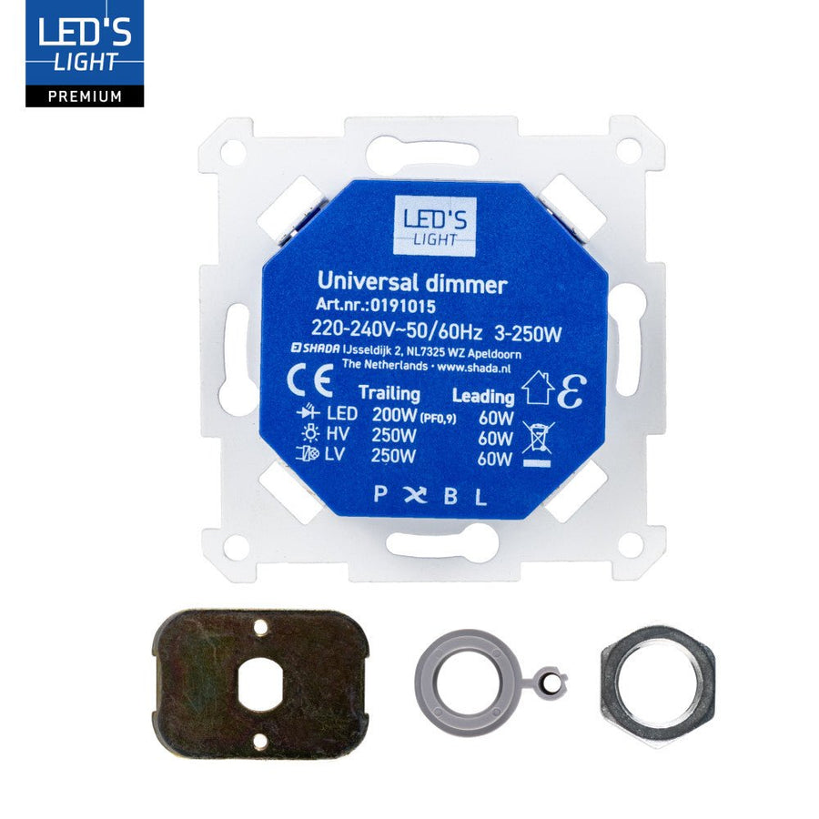 LED's Light Led Dimmer Inbouw – Universele Dimmer Geschikt voor Alle Led Verlichting - 250W - Traploos dimmen - Fase-Afsnijding & Fase-Aansnijding led.gl