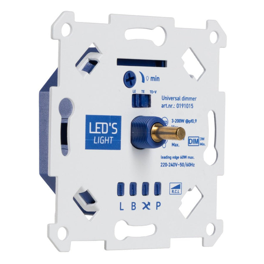 LED's Light Led Dimmer Inbouw – Universele Dimmer Geschikt voor Alle Led Verlichting - 250W - Traploos dimmen - Fase-Afsnijding & Fase-Aansnijding led.gl