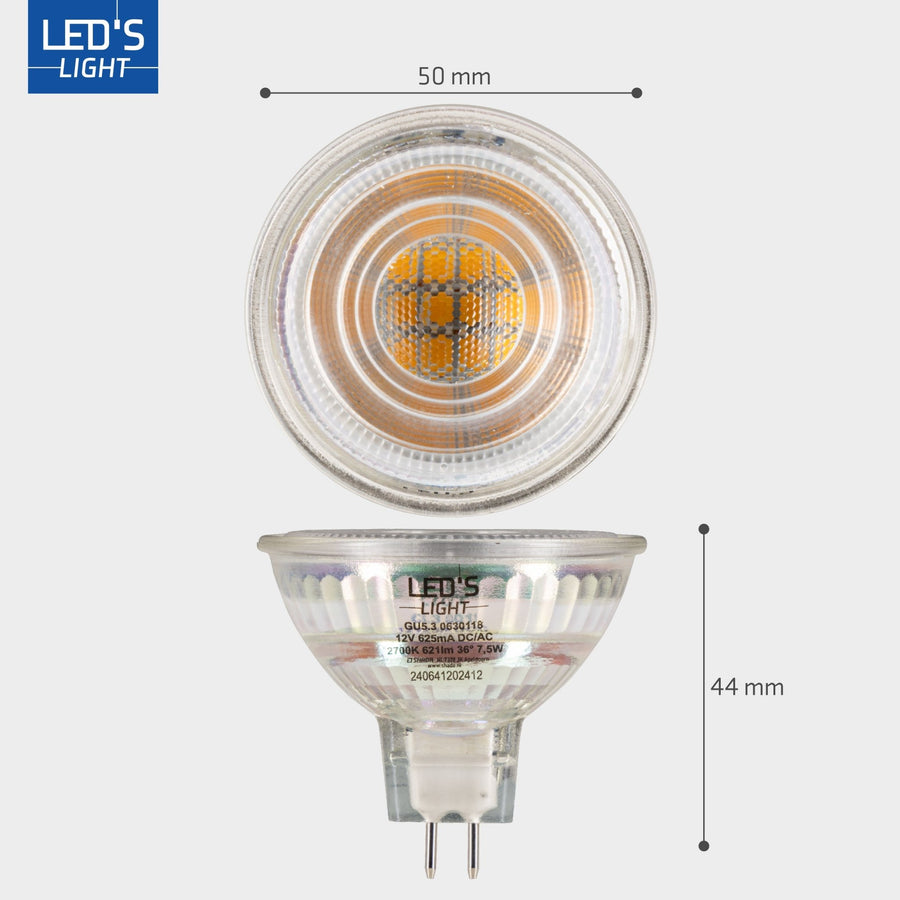 LED's Light LED lamp met GU5.3 fitting - Dimbaar warm wit - 7W vervangt 50W - MR16 Spotjes led.gl