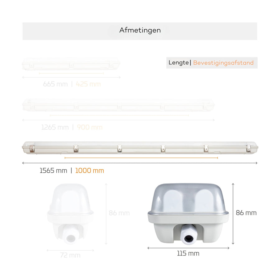 LED's Light LED TL dubbel armatuur 150 cm - warm wit licht 4000K - Compleet met 2 LED TL buizen 150 cm - 4600lm TL verlichting led.gl