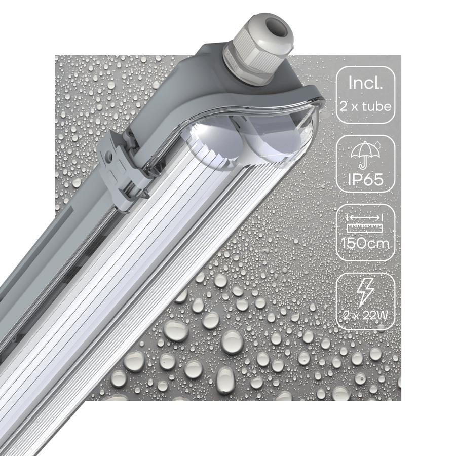 LED's Light LED TL dubbel armatuur 150 cm - warm wit licht 4000K - Compleet met 2 LED TL buizen 150 cm - 4600lm TL verlichting led.gl