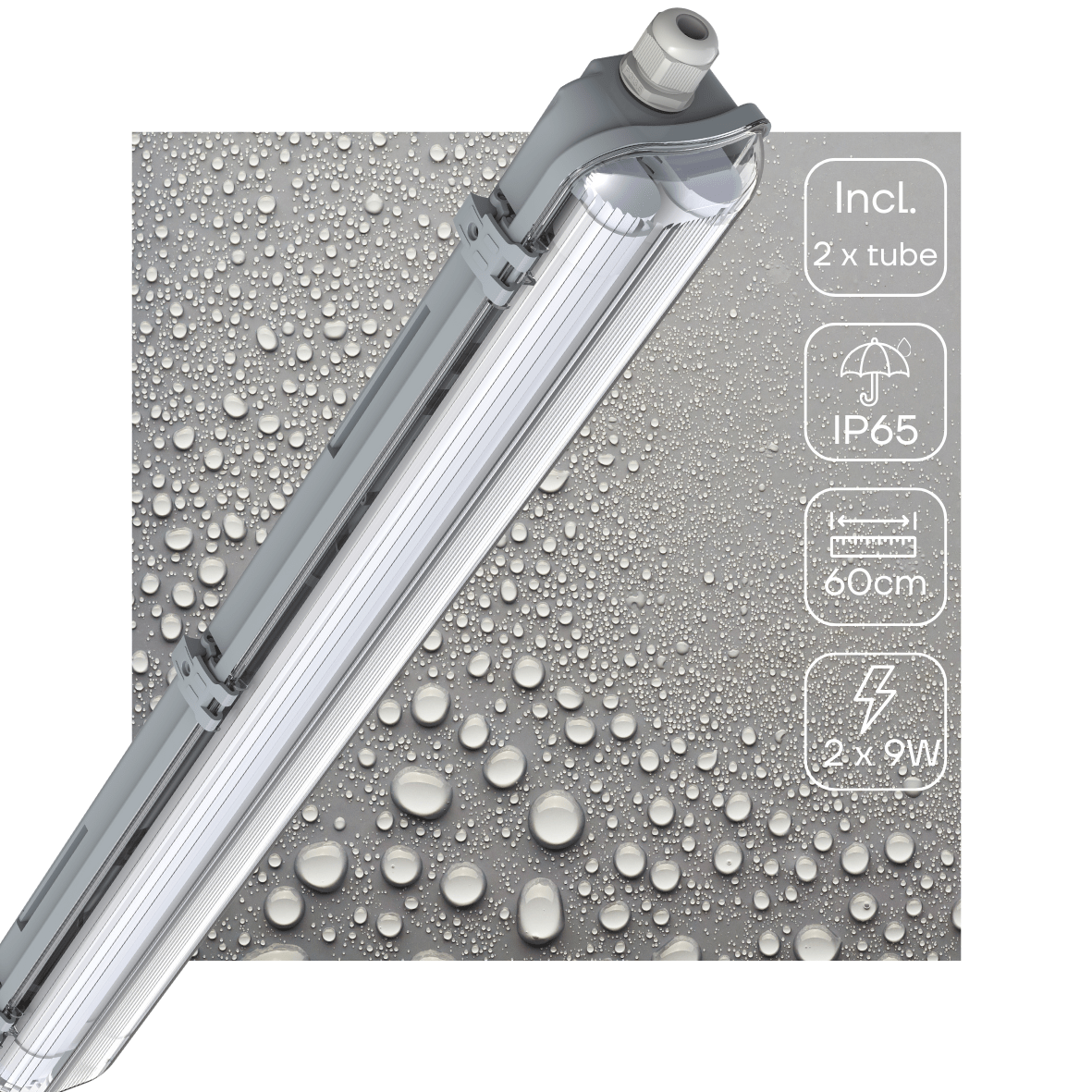 LED's Light LED TL dubbel armatuur 60 cm - Compleet met 2 LED TL buizen 60 cm - 2160lm TL verlichting led.gl