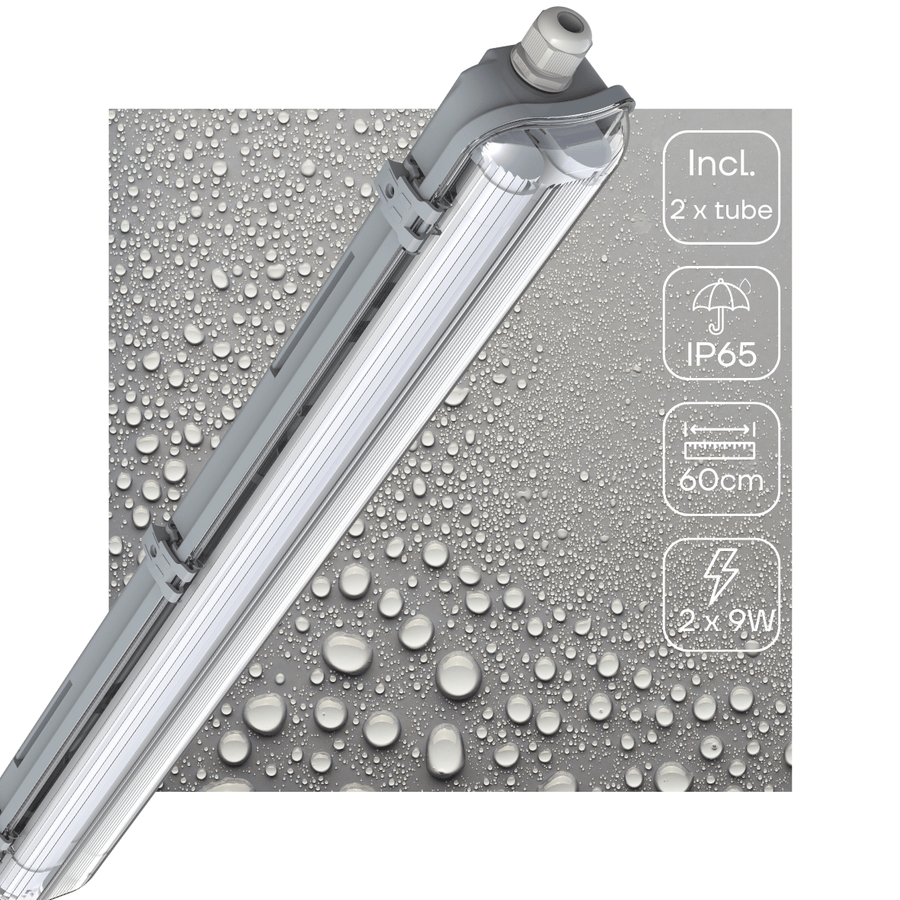 LED's Light LED TL dubbel armatuur 60 cm - Compleet met 2 LED TL buizen 60 cm - 2160lm TL verlichting led.gl
