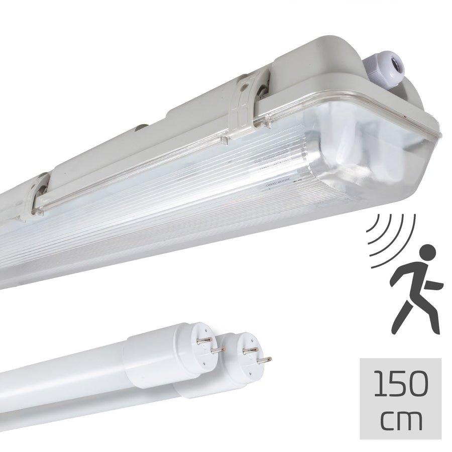 LED's Light LED TL Armatuur licht balk met sensor - incl Dubbele buis 2x14W 120cm 4000K Bewegingssensor en nachtsensor - Waterdicht - 150lm/w TL verlichting led.gl