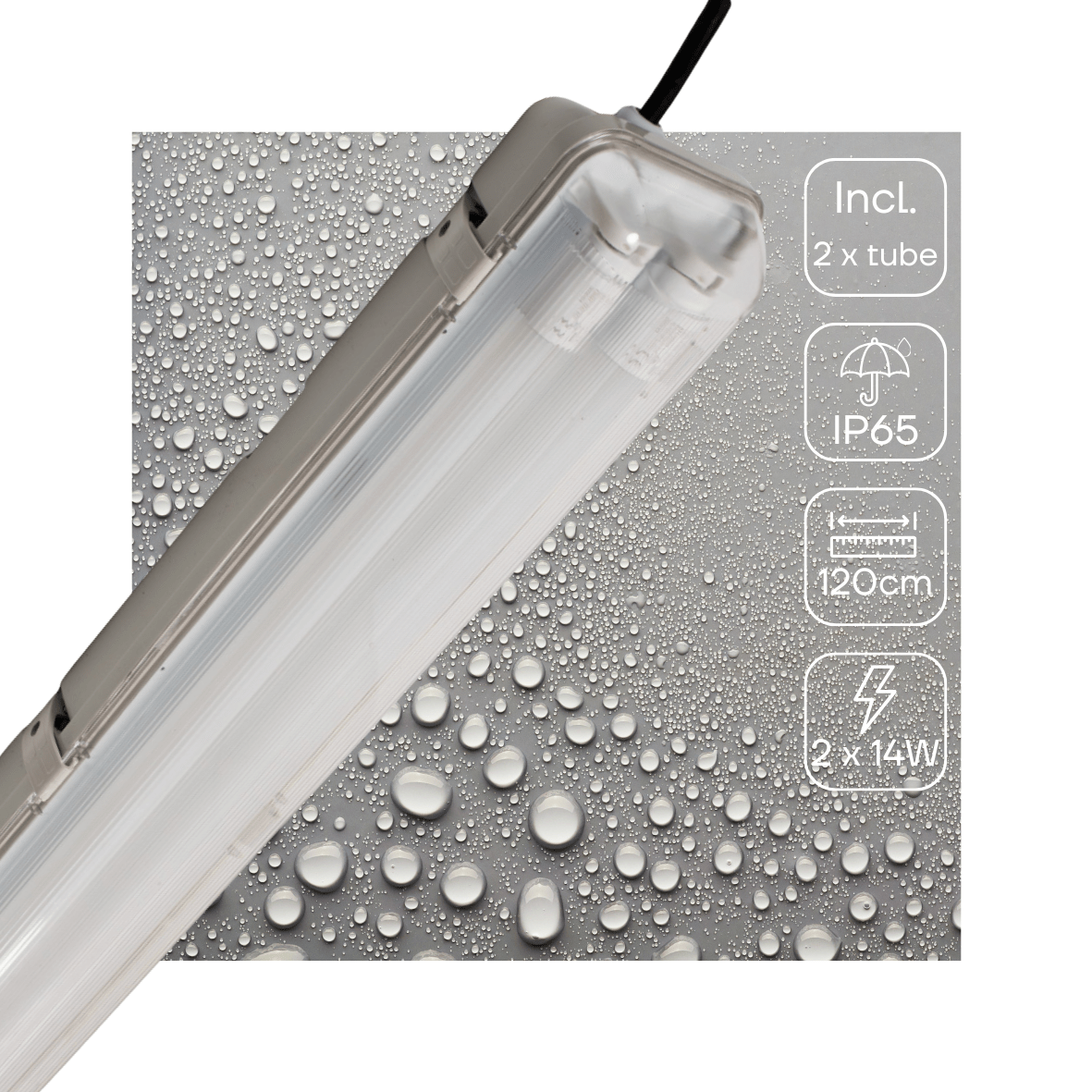 LED's Light LED TL Armatuur licht balk met sensor - incl Dubbele buis 2x14W 120cm 4000K Bewegingssensor en nachtsensor - Waterdicht - 150lm/w TL verlichting led.gl
