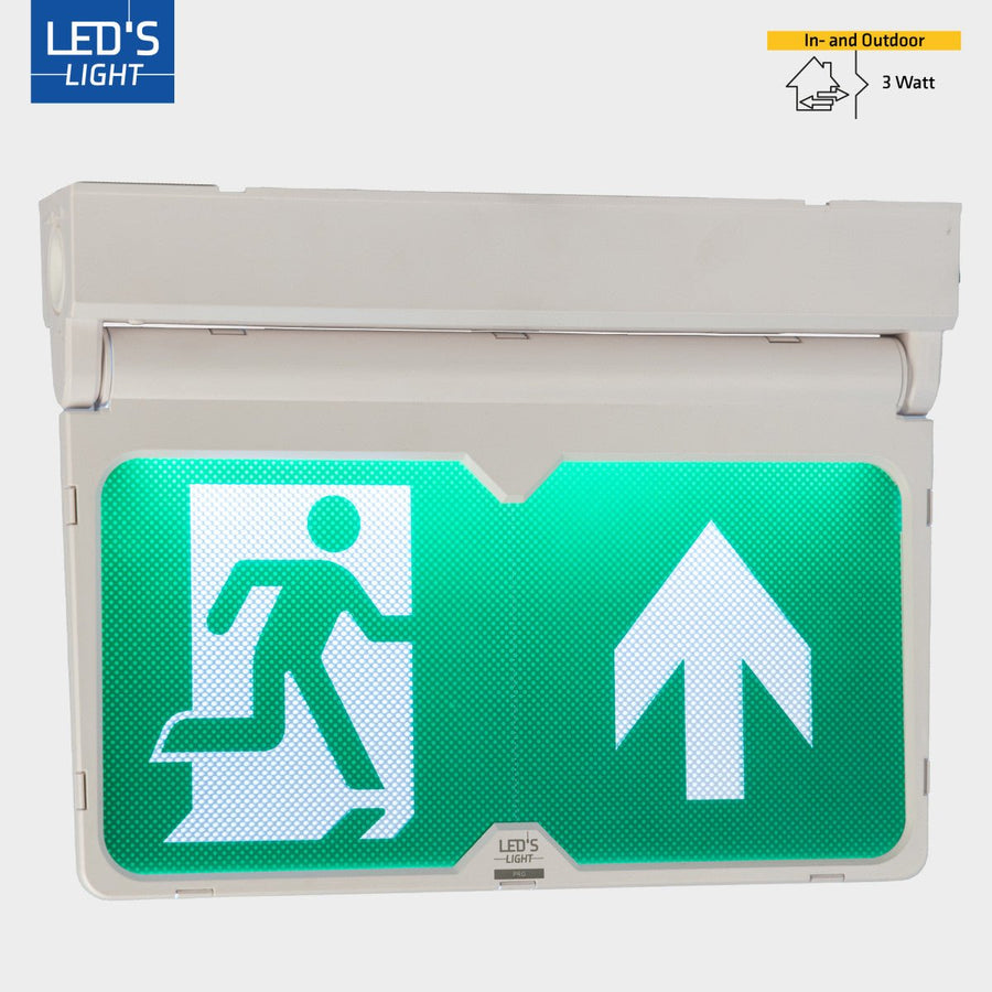 LED's Light - Noodverlichting - Nooduitgang bord met verlichting op accu - 8 uur noodfunctie - IP54 - Pijl draaibaar led.gl