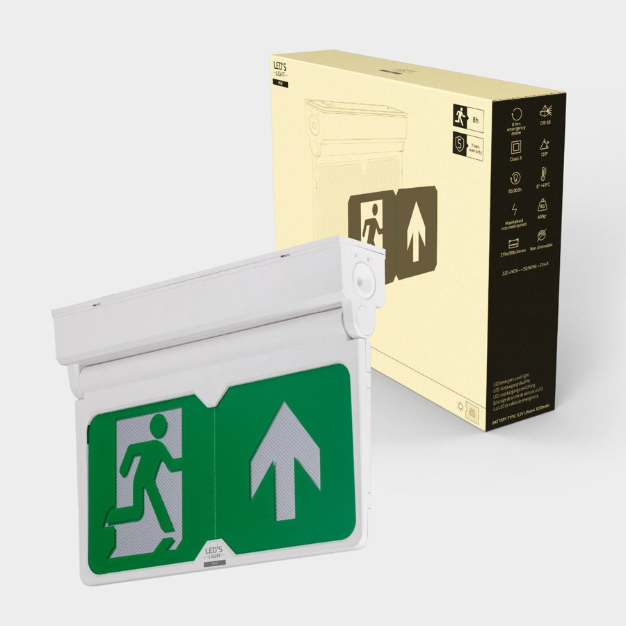LED's Light - Noodverlichting - Nooduitgang bord met verlichting op accu - 8 uur noodfunctie - IP54 - Pijl draaibaar led.gl