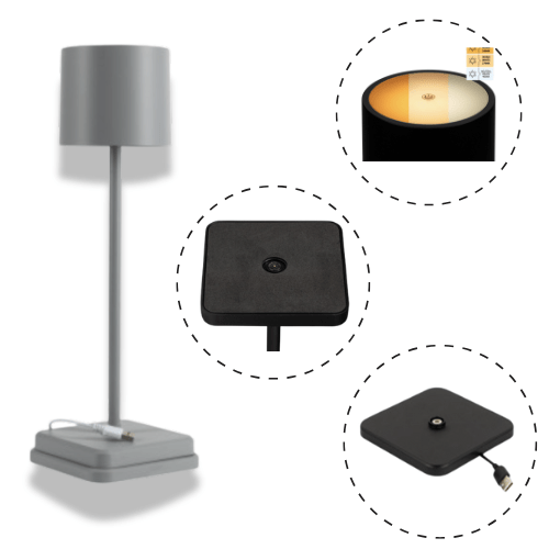 LED's Light Oplaadbare LED Tafellamp - Dimbaar via aanraking - Binnen en buiten - Grijs Tafellampenen led.gl